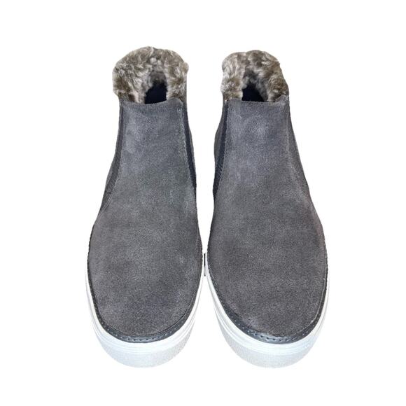 TOMS Bryce High Top Fur Sneakers Grey Slip On Womens Sz 8 Ankle Boots Shoes - Picture 2 of 7